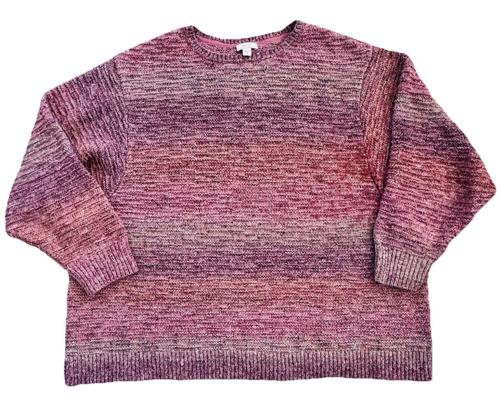 Pure Jill Pink Marled Sweater Womens Sz 2X Cotton Blend Classic